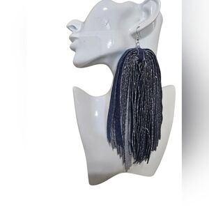Denim Tassel Earrings